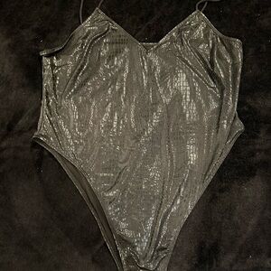 SHEIN Black Textured Bodysuit